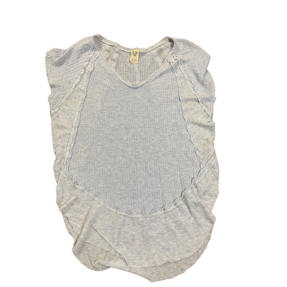 We the Free Pale Blue‎ exposed Seams short sleeve thermal knit top sz XS